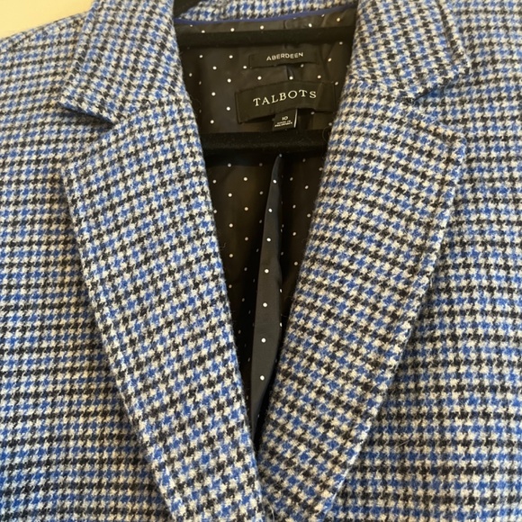 Blue plaid houndstooth Talbots blazer size 10 - Picture 3 of 5